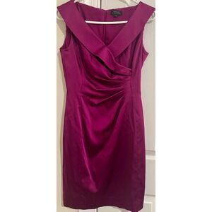 Tahari Arthur S. Levine Sheath‎ Dress Sleeveless Cocktail Party Purple 4